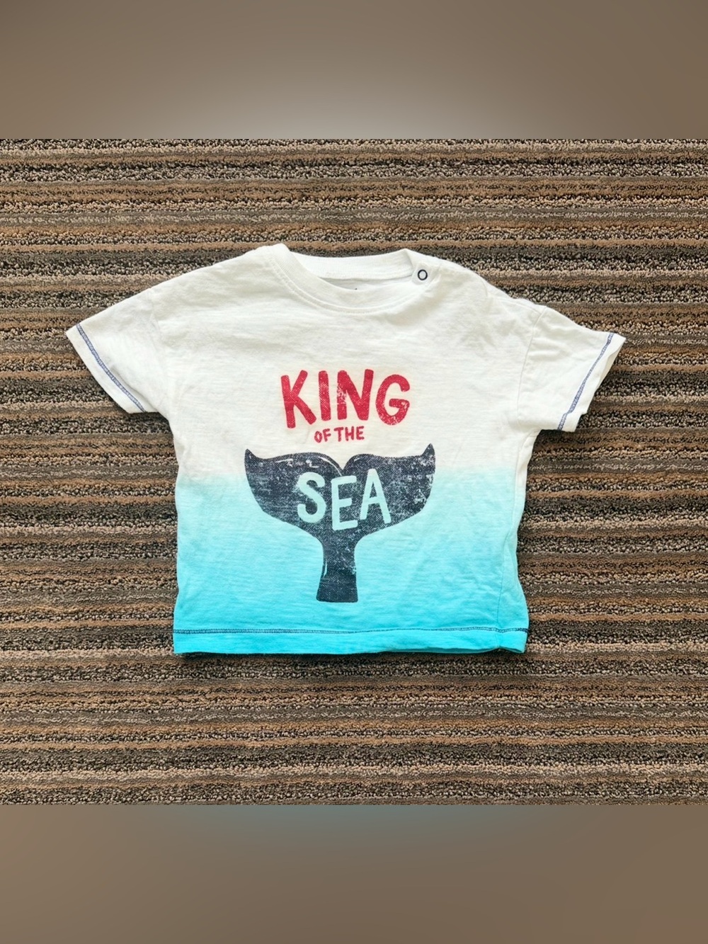 Hatley Unisex White & Aqua Ombre Ocean Short Sleeve Tee Shirt